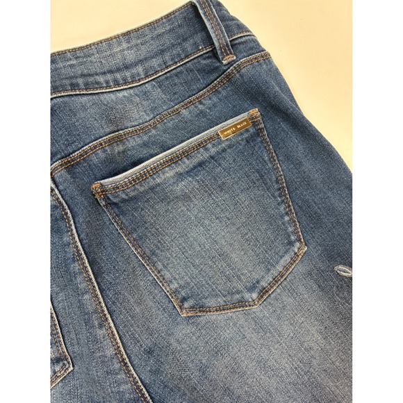 WH/BM The Skinny Jeans Blue Floral Lace Denim Embroidered Distressed Size 2 - Picture 14 of 16